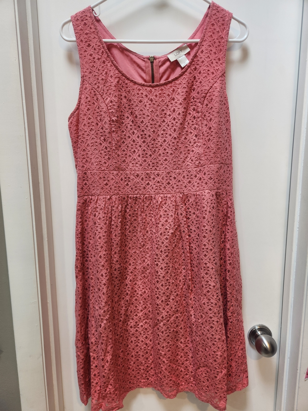 LOFT Coral Lace Sleeveless Dress